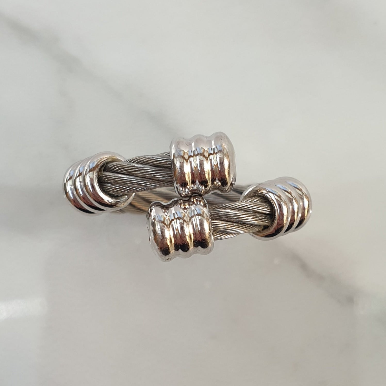 Philippe CHARRIOL Stainless Steel Celtic Cable Ring – Wild Rose