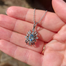 Load image into Gallery viewer, 1970s Vintage 0.65ct Aquamarine and Diamond Pendant in 18ct White Gold
