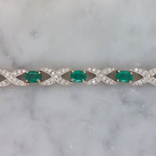 Load image into Gallery viewer, 5cts Emerald and Diamond Kiss Bracelet in 14ct gold
