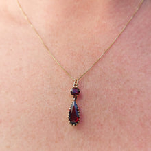 Load image into Gallery viewer, Antique 1.70ct Bohemian Garnet Drop Pendant in 9ct Gold
