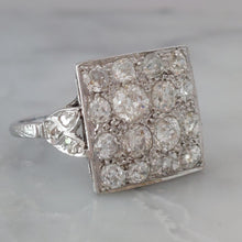 Load image into Gallery viewer, Art Deco Antique 2.75ct Old Cut Diamond Square Ring in Platinum
