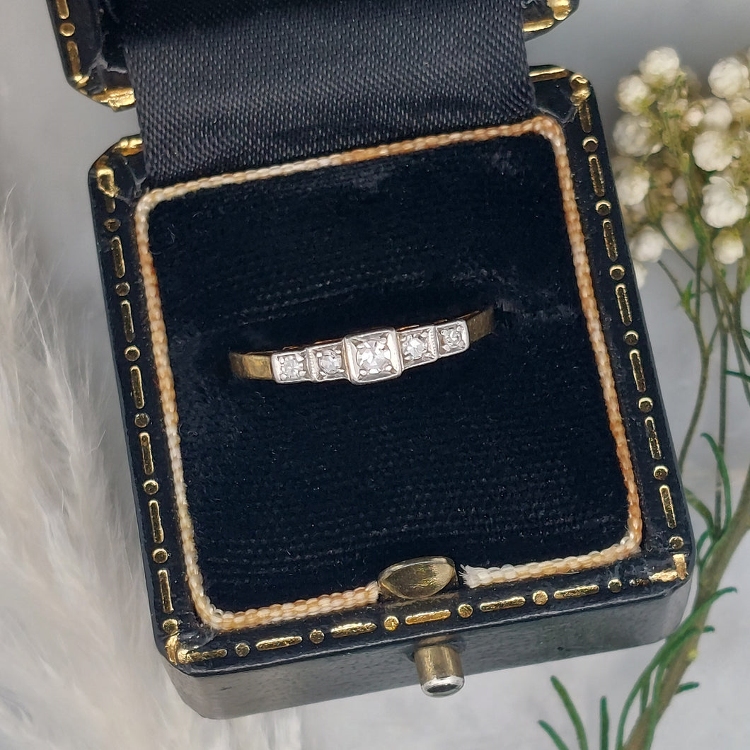 Art Deco Diamond Stepped Five Stone Ring