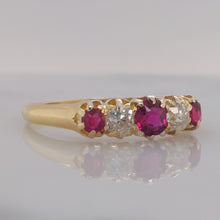 Load image into Gallery viewer, Edwardian Antique 0.60ct Ruby and Diamond Five Stone Ring in 18ct Gold
