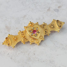 Load image into Gallery viewer, Edwardian Antique Spinel and Diamond Heart Gold Brooch
