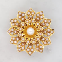 Load image into Gallery viewer, Late Victorian Antique Seed Pearl Floral Brooch~Pendant ~ Circa 1890 ~ 18ct Yellow Gold

