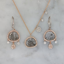 Load image into Gallery viewer, Rutilated Quartz and Diamond Earring and Necklace Set in 14ct Rose Gold
