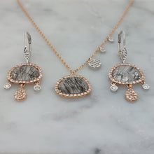 Load image into Gallery viewer, Rutilated Quartz and Diamond Earring and Necklace Set in 14ct Rose Gold
