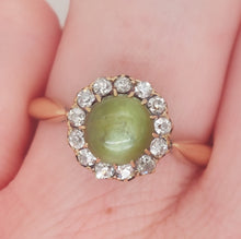 Load image into Gallery viewer, Victorian Antique Cat&#39;s Eye Chrysoberyl and Diamond Ring
