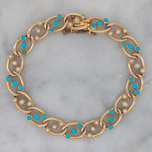 Load image into Gallery viewer, Victorian Antique Turquoise and Pearl 15ct Gold Bracelet
