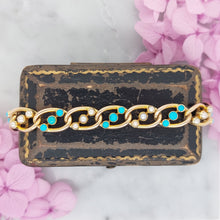 Load image into Gallery viewer, Victorian Antique Turquoise and Pearl 15ct Gold Bracelet
