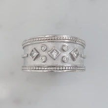 Load image into Gallery viewer, Vintage Byzantine 0.35ct Diamond Set 18ct Gold Wide Band Ring

