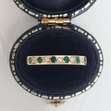 Load image into Gallery viewer, Vintage Emerald and Diamond Half Eternity Ring
