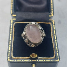 Load image into Gallery viewer, Vintage Rose Quartz Floral Silver Ring
