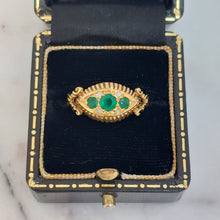 Load image into Gallery viewer, Vintage Victorian Style 0.30ct Emerald and Diamond Three Stone Ring
