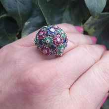 Load image into Gallery viewer, Tutti Frutti Ruby Emerald Sapphire Diamond Dress Ring
