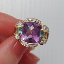 Load image into Gallery viewer, Rainbow Gem and Diamond Gold Ring
