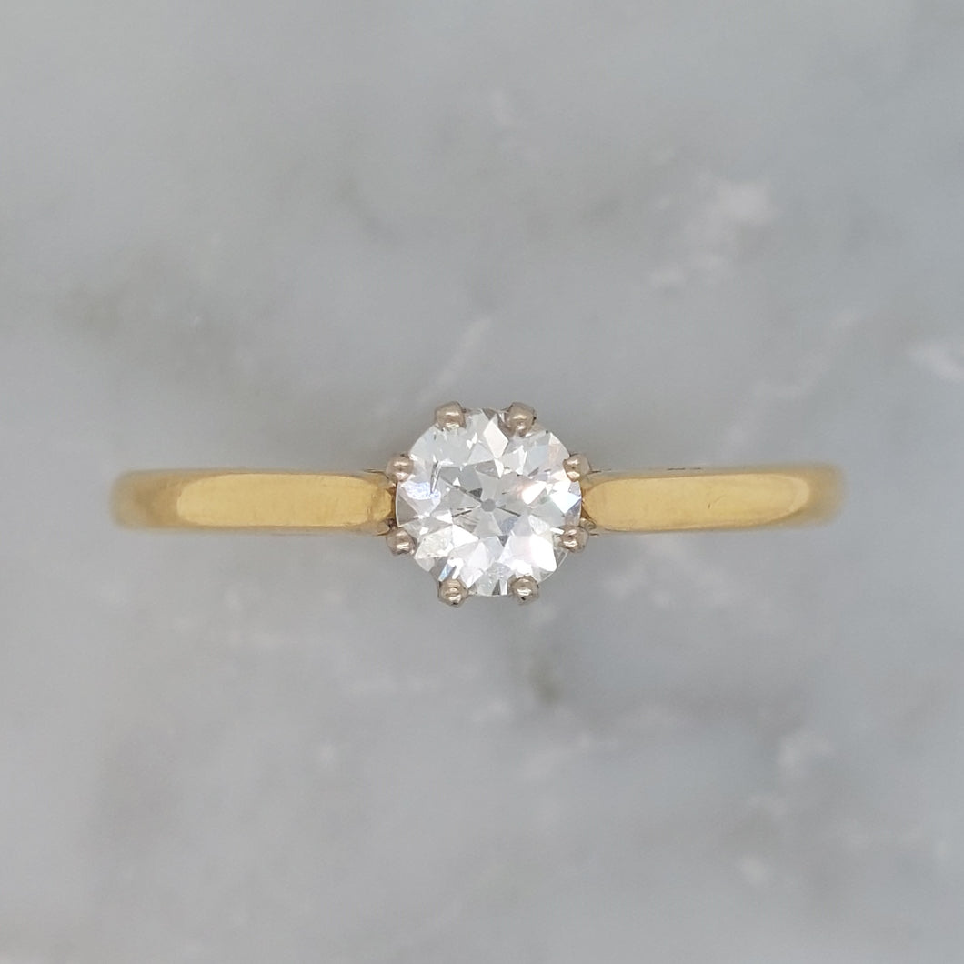 Antique Art Deco 0.45ct Old Cut Diamond Solitaire Ring