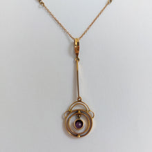 Load image into Gallery viewer, Antique Edwardian Amethyst Gold Lavalier Pendant Necklace
