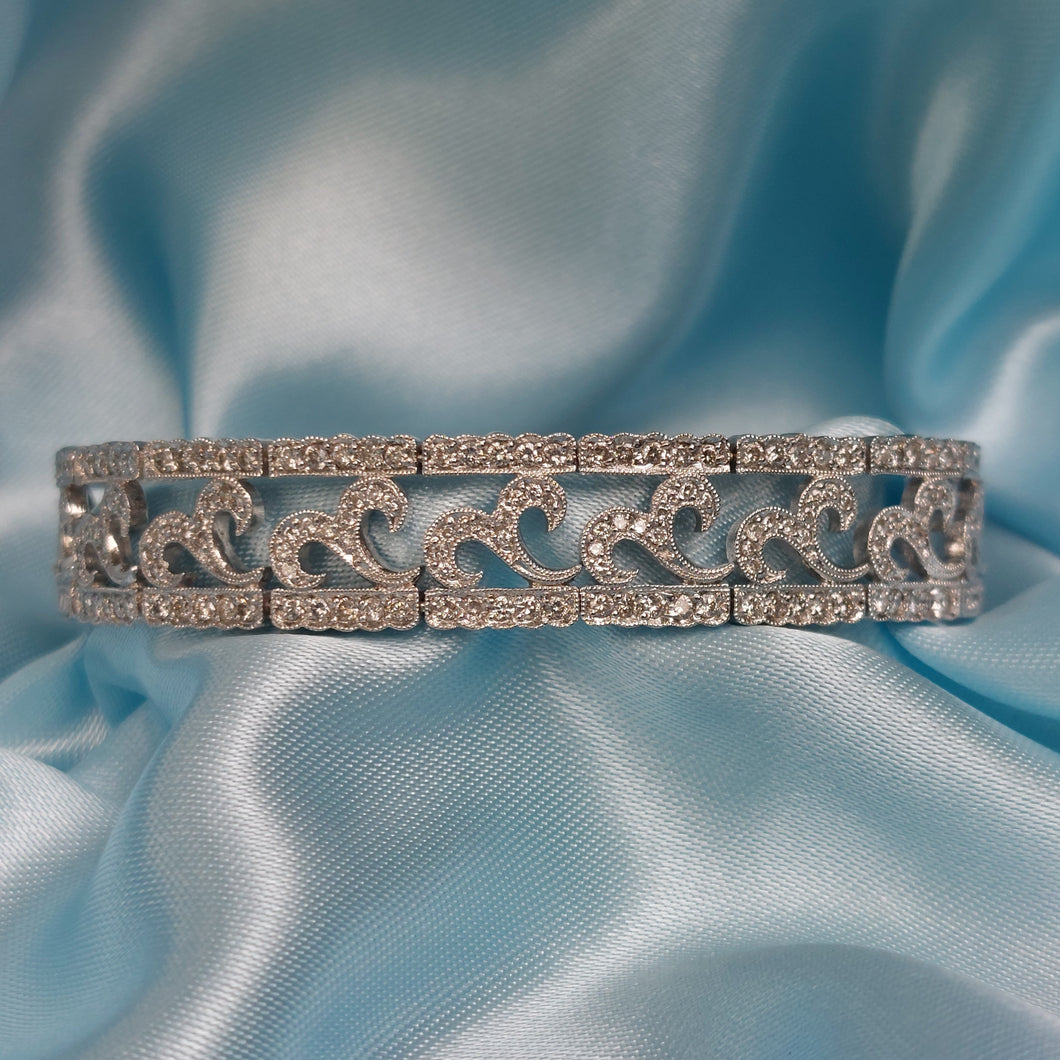 Art Deco Style 5.25ct Diamond 14ct White Gold Bracelet