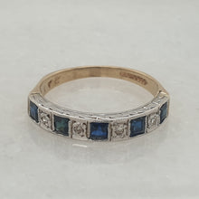 Load image into Gallery viewer, Art Deco Style Sapphire and Diamond Half Eternity Ring
