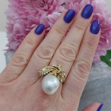 Load image into Gallery viewer, Baroque Pearl and Diamond Set Acorn Ring
