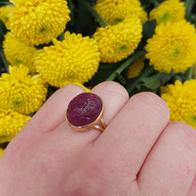 Load image into Gallery viewer, Carved Cabochon Ruby 18ct Gold Ring

