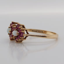 Load image into Gallery viewer, Double Garnet and Opal Square Cluster Ring in 9ct Gold
