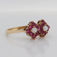 Load image into Gallery viewer, Double Garnet and Opal Square Cluster Ring in 9ct Gold
