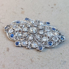 Load image into Gallery viewer, Edwardian Antique 4.50ct Old Mine Cut Diamond and Sapphire Brooch
