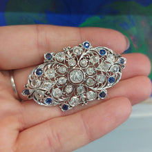 Load image into Gallery viewer, Edwardian Antique 4.50ct Old Mine Cut Diamond and Sapphire Brooch
