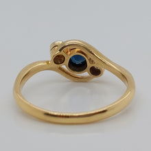 Load image into Gallery viewer, Edwardian Antique Sapphire and Diamond Crossover Three Stone Ring
