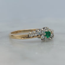 Load image into Gallery viewer, Emerald and Diamond Twist Cluster Ring
