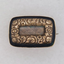 Load image into Gallery viewer, Georgian Antique Black Enamel and Gold Mourning Memorial Brooch
