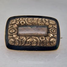 Load image into Gallery viewer, Georgian Antique Black Enamel and Gold Mourning Memorial Brooch
