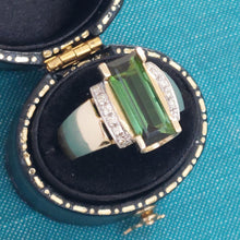 Load image into Gallery viewer, Green Tourmaline and Diamond Dress Ring in 14ct Gold
