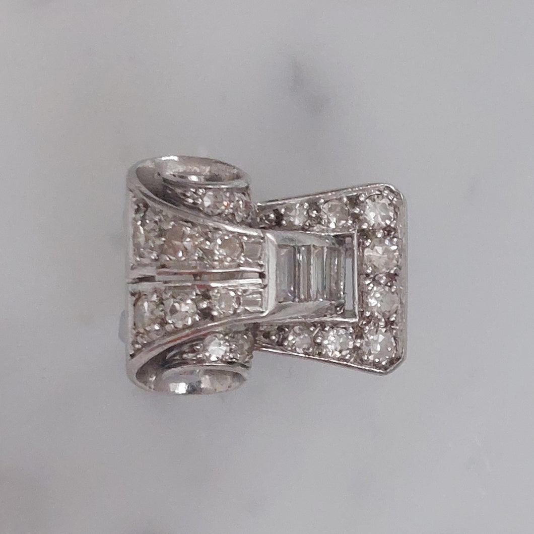 Late Art Deco Odeonesque Diamond Dress Ring