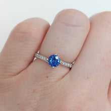 Load image into Gallery viewer, Modern 0.70ct Sapphire and Diamond Twist Setting Ring
