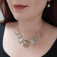 Load image into Gallery viewer, Moonstone Rose and Rutilated Quartz Sterling Silver Bib Necklace
