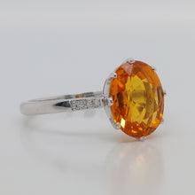 Load image into Gallery viewer, 3.37ct Orange Sapphire and Diamond Ring
