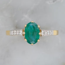 Load image into Gallery viewer, 1.02ct Oval Emerald Solitaire and Diamond Set Ring
