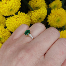 Load image into Gallery viewer, 1.02ct Oval Emerald Solitaire and Diamond Set Ring
