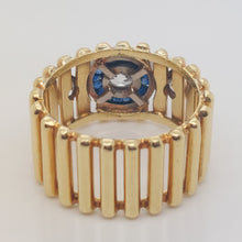 Load image into Gallery viewer, Retro 1ct Diamond and Sapphire Target Wide Band Ring
