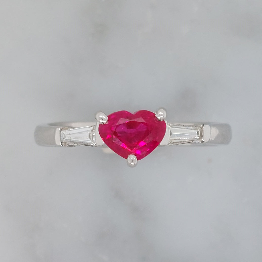 Ruby Heart and Diamond Ring