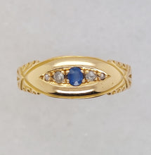 Load image into Gallery viewer, Sweet Antique Sapphire and Rose Cut Diamond 18ct Band Ring
