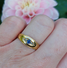 Load image into Gallery viewer, Sweet Antique Sapphire and Rose Cut Diamond 18ct Band Ring
