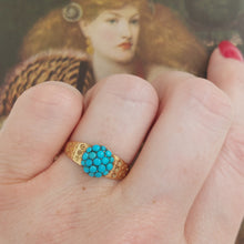 Load image into Gallery viewer, Victorian Antique Pavé Turquoise 15ct Gold Ring

