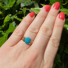 Load image into Gallery viewer, Victorian Antique Pavé Turquoise 15ct Gold Ring
