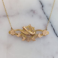 Load image into Gallery viewer, Victorian Antique Swallow 15ct Gold Pendant Necklace

