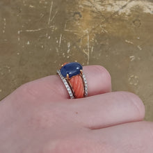 Load image into Gallery viewer, Vintage 4.85ct Star Sapphire Coral Diamond Band Ring
