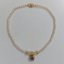 Load image into Gallery viewer, Vintage Aquamarine Diamond and Pearl Necklace
